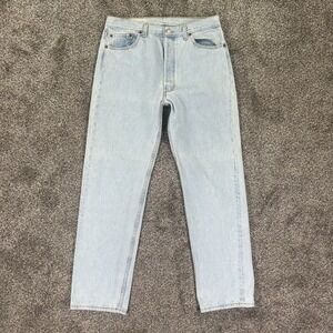 Vintage Levis 501XX Light Blue Wash Button Fly Jeans Mens 36x32 USA Made Casual